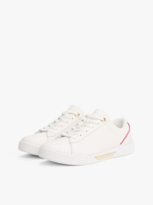 white leather court trainers for women tommy hilfiger