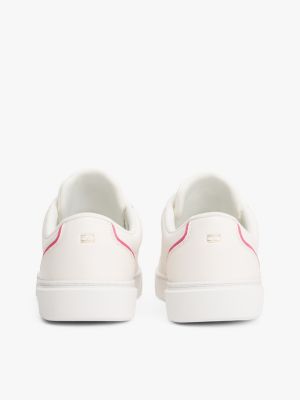 white leather court trainers for women tommy hilfiger