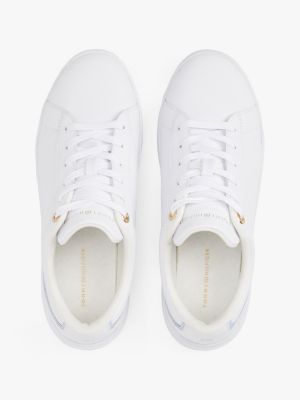 white leather court trainers for women tommy hilfiger