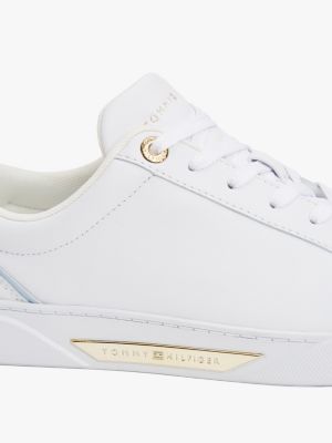 white leather court trainers for women tommy hilfiger