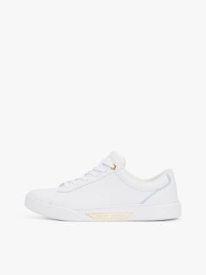 white leather court trainers for women tommy hilfiger