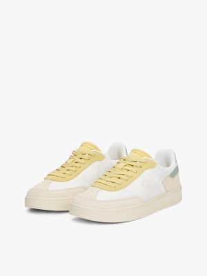 beige heritage suède sneaker voor dames - tommy hilfiger