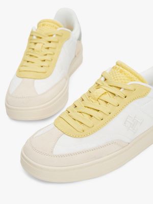 beige heritage suède sneaker voor dames - tommy hilfiger