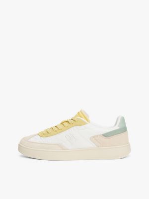 beige heritage suede trainers for women tommy hilfiger