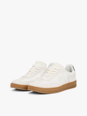 white heritage suede trainers for women tommy hilfiger