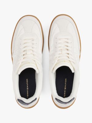 white heritage suede trainers for women tommy hilfiger