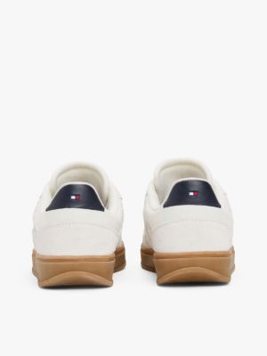 white heritage suede trainers for women tommy hilfiger