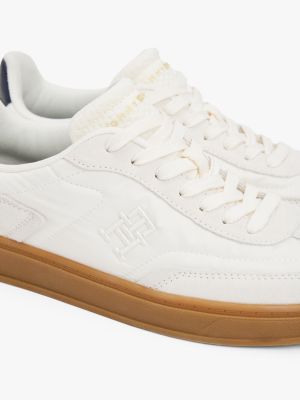 white heritage suede trainers for women tommy hilfiger