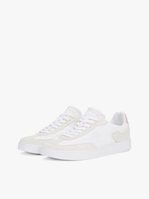 white heritage suede trainers for women tommy hilfiger