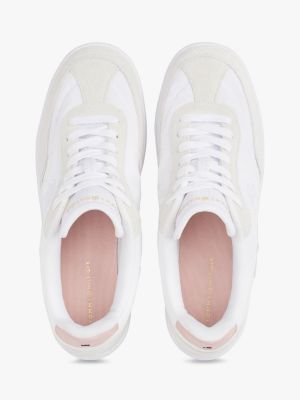 white heritage suede trainers for women tommy hilfiger