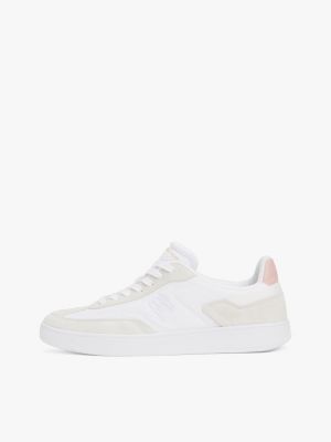 baskets rétro en daim blanc pour femmes tommy hilfiger