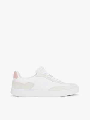 white heritage suede trainers for women tommy hilfiger