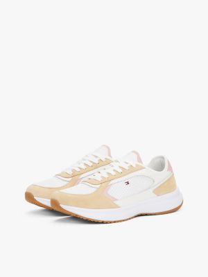 baskets de running multitextures beige pour femmes tommy hilfiger