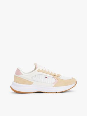 baskets de running multitextures beige pour femmes tommy hilfiger