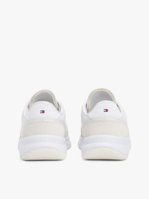 white mixed texture runner trainers for women tommy hilfiger