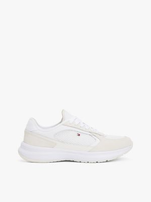 white mixed texture runner trainers for women tommy hilfiger