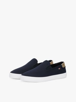 multi canvas slip-on trainers for women tommy hilfiger