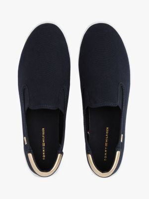 multi canvas slip-on trainers for women tommy hilfiger