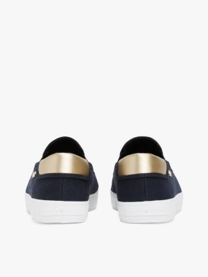 multi canvas slip-on trainers for women tommy hilfiger