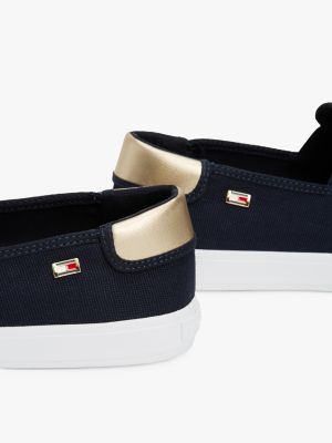 multi canvas slip-on trainers for women tommy hilfiger