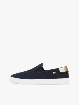 multi canvas slip-on trainers for women tommy hilfiger