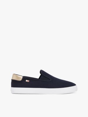 multi canvas slip-on trainers for women tommy hilfiger