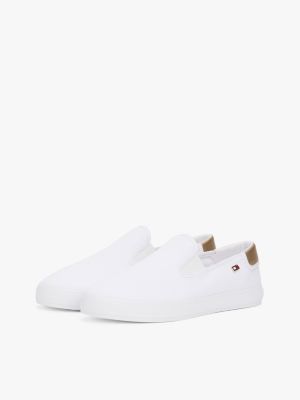 white canvas slip-on trainers for women tommy hilfiger