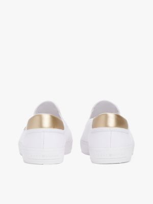 white canvas slip-on trainers for women tommy hilfiger