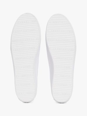 white canvas slip-on trainers for women tommy hilfiger