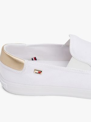 white canvas slip-on trainers for women tommy hilfiger