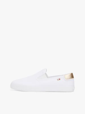 white canvas slip-on trainers for women tommy hilfiger