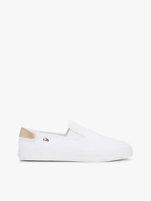 white slip-on sneaker aus canvas für damen - tommy hilfiger