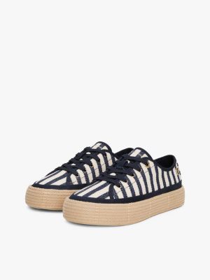 meerdere kleuren gestreepte sneaker met koorddetail op de zool voor dames - tommy hilfiger