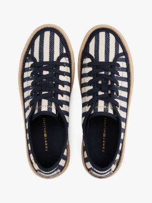 sneakers a righe con intersuola in corda multicolore da donne tommy hilfiger