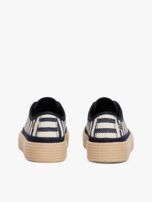 meerdere kleuren gestreepte sneaker met koorddetail op de zool voor dames - tommy hilfiger