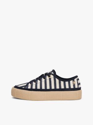 sneakers a righe con intersuola in corda multicolore da donne tommy hilfiger