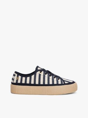 meerdere kleuren gestreepte sneaker met koorddetail op de zool voor dames - tommy hilfiger