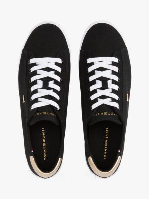 meerdere kleuren canvas sneaker met metallic hiel voor dames - tommy hilfiger