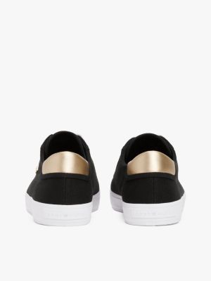 multi canvas metallic heel trainers for women tommy hilfiger