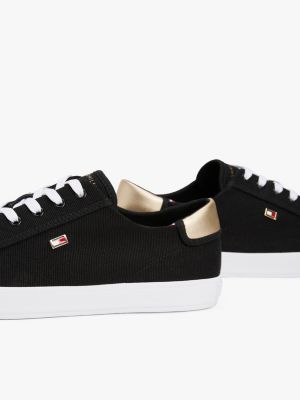 multi canvas-sneaker mit metallic-besatz an ferse für damen - tommy hilfiger