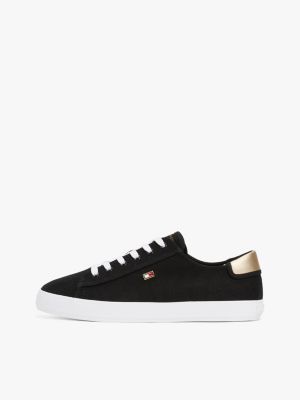 multi canvas metallic heel trainers for women tommy hilfiger