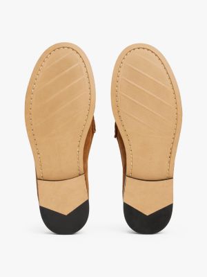 mocassins en daim à détail en forme de mors marron pour femmes tommy hilfiger