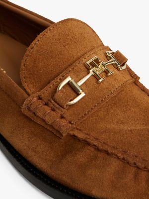 mocassins en daim à détail en forme de mors marron pour femmes tommy hilfiger