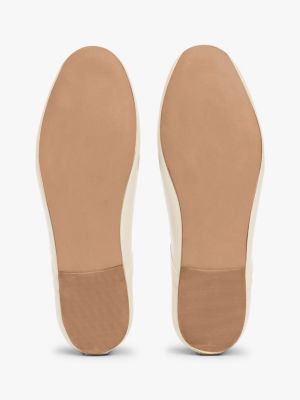 beige leather mary jane ballerinas for women tommy hilfiger