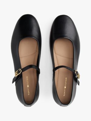 black leather mary jane ballerinas for women tommy hilfiger