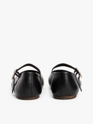 black leather mary jane ballerinas for women tommy hilfiger