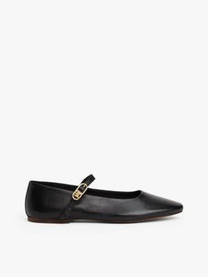 black leather mary jane ballerinas for women tommy hilfiger