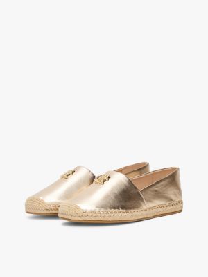 espadrillas in pelle metallizzata beige da donne tommy hilfiger