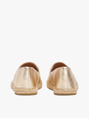 espadrillas in pelle metallizzata beige da donne tommy hilfiger