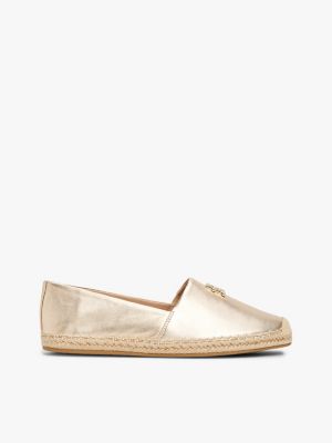 espadrillas in pelle metallizzata beige da donne tommy hilfiger